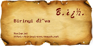 Birinyi Éva névjegykártya